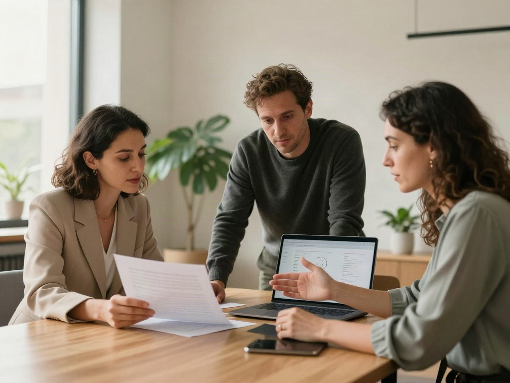 Consultants reviewing business analytics and developing a strategy together